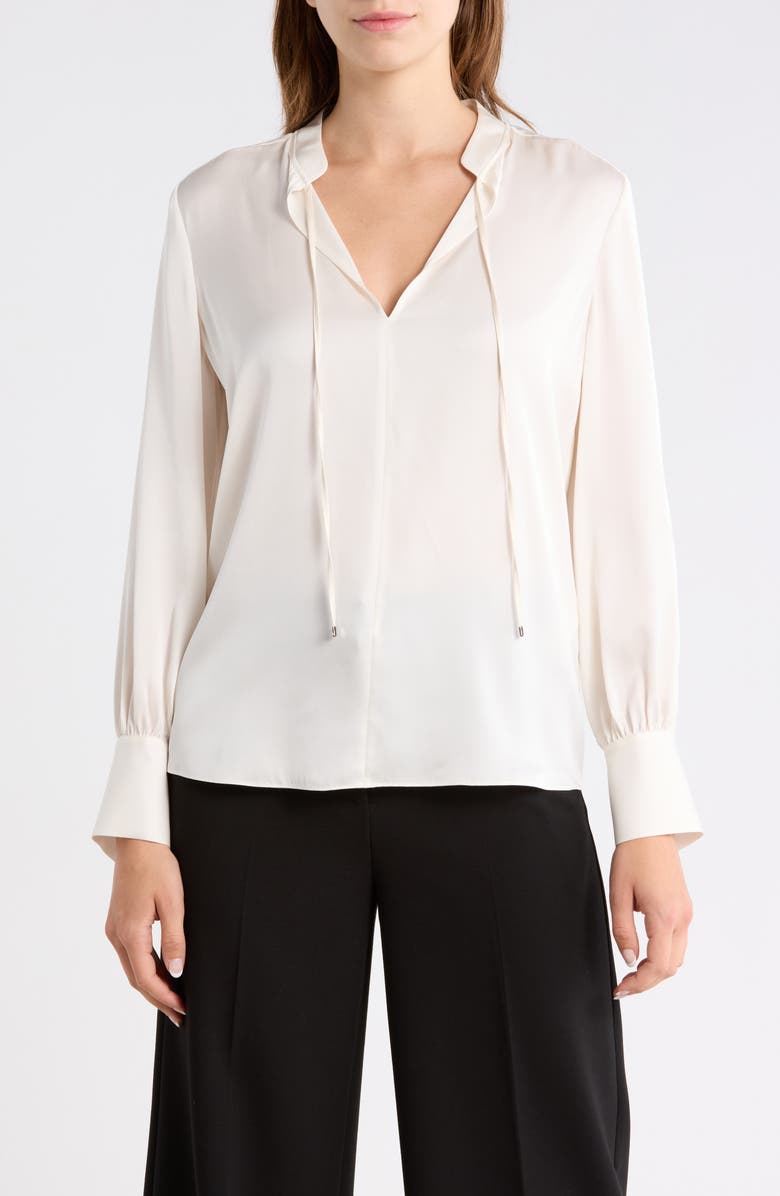 BOSS Barabi Silk Stretch Top, Main, color, Open Wht