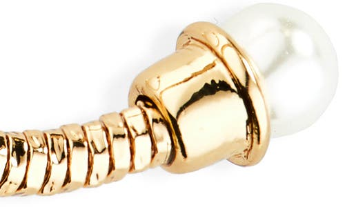 Nordstrom Faux Pearl Capped Hoop Earrings In Gold