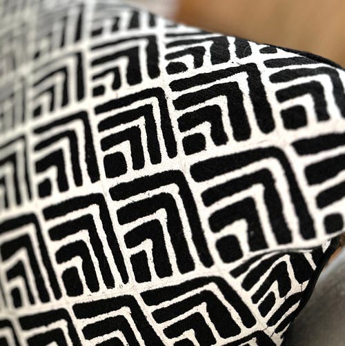 Mbare Geo Flowers Black Sadza Pillow Cover 46cm In Black