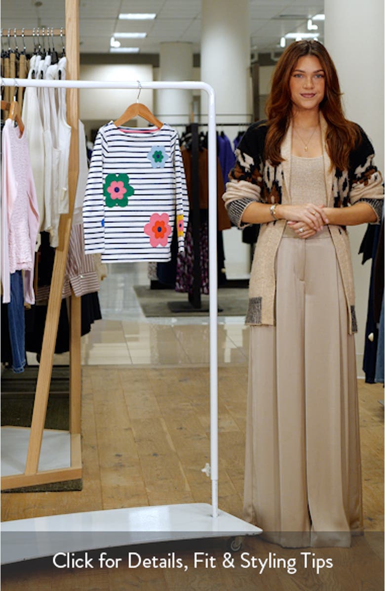 Kids' Ella Breton Stripe Floral Appliqué Cotton T-Shirt, sales video thumbnail