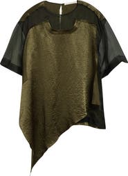 Jason Wu Collection Asymmetrical Silk Organza 
Crinkled Satin Top
