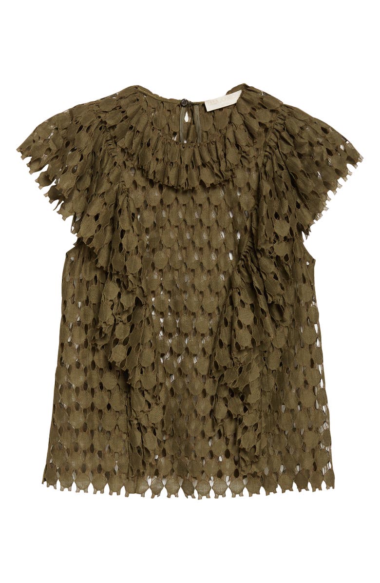 Ulla Johnson Daevy Cutout Ruffle Top, Alternate, color, Pine