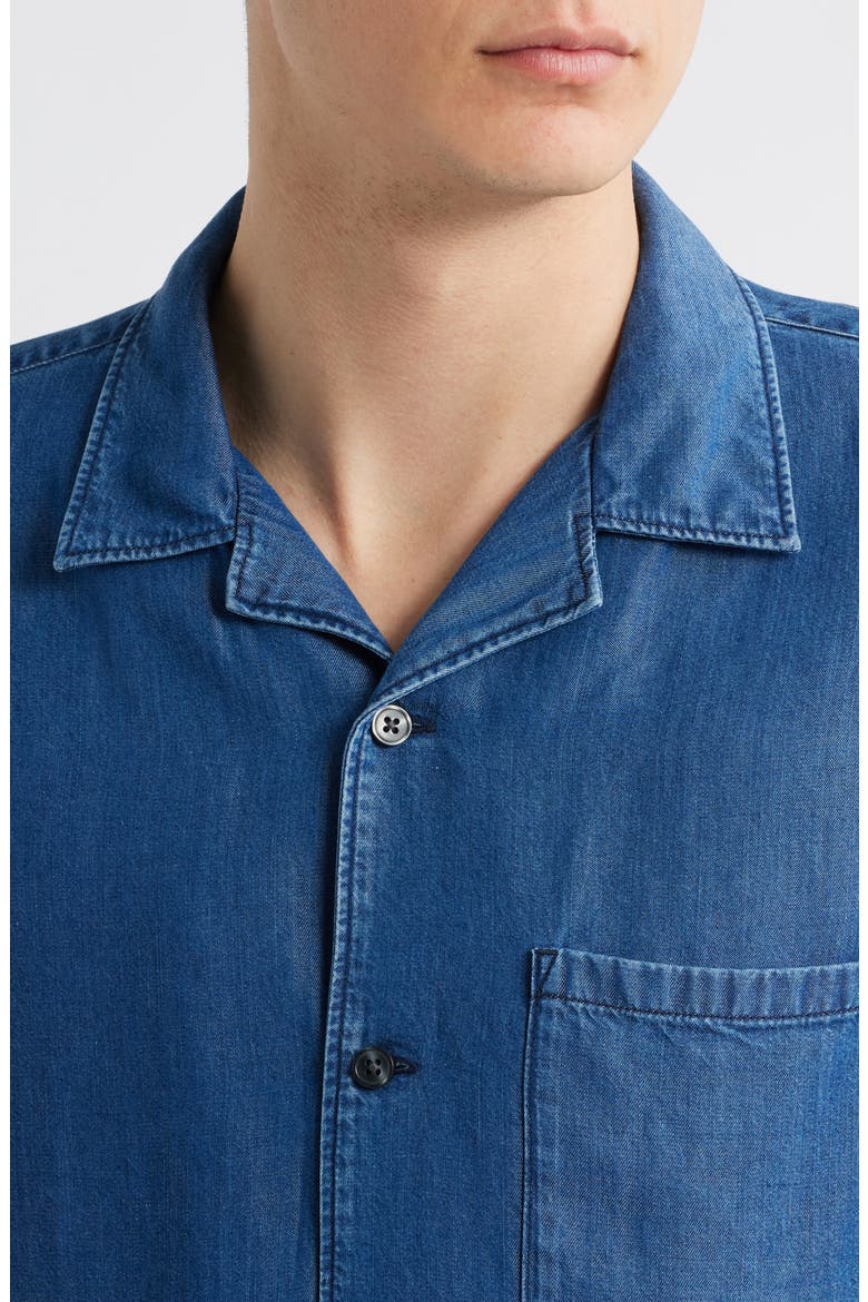 Noll Short Sleeve Camp Shirt, Alternate, color, DARK WASH