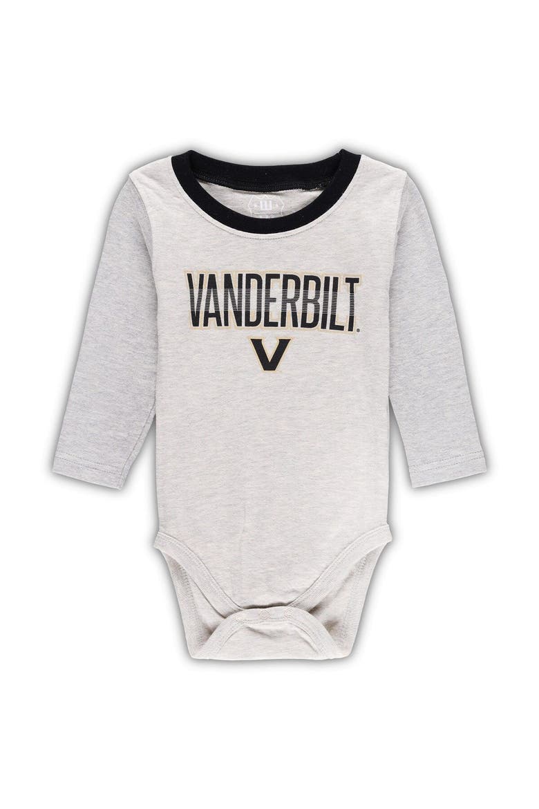 Infant Wes & Willy Heather Gray Vanderbilt Commodores Two-Piece Jie Jie Long Sleeve Bodysuit & Pants Set, Alternate, color, Heather Gray