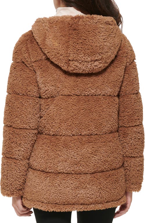 Kenneth Cole New York Monkey Faux Fur Hooded Puffer Jacket In Camel