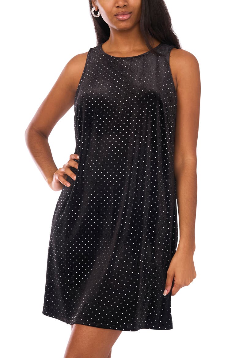 Embellished Keyhole Back Shift Dress, Alternate, color, BLACK/ SILVER