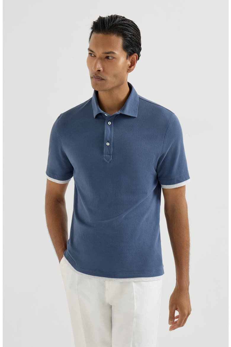Piqué polo shirt, Main, color, Azure