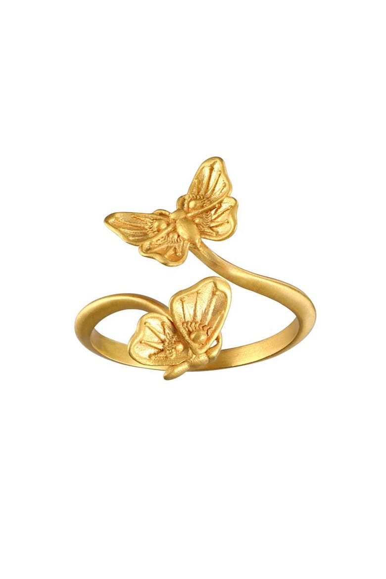 Freedom to Soar Adjustable Butterfly Ring, Main, color, Gold