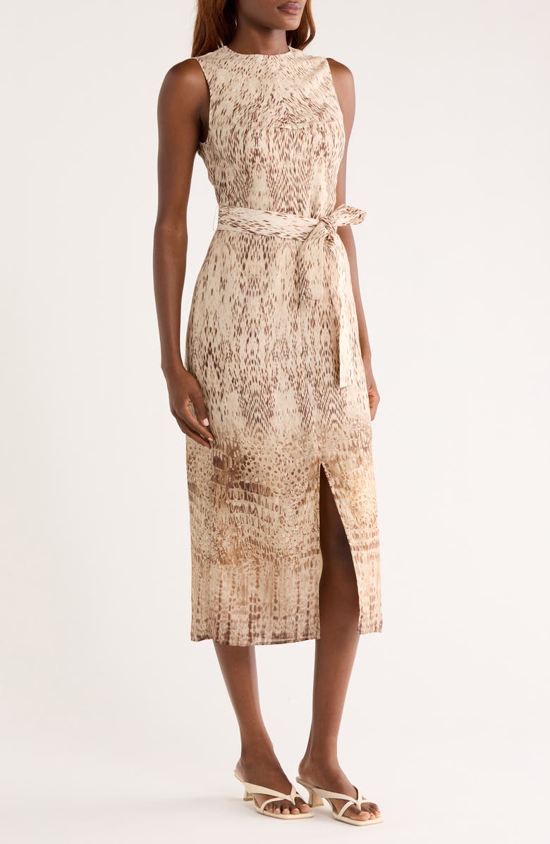 Reiss Presley Mixed Print Sleeveless Dress, Alternate, color, Neutral