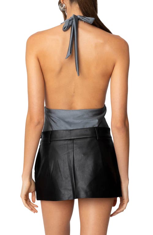 Edikted Justice Shiny Gathered Bodysuit In Gray