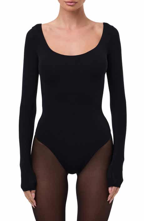 Naked Scoop Neck Long Sleeve Bodysuit
