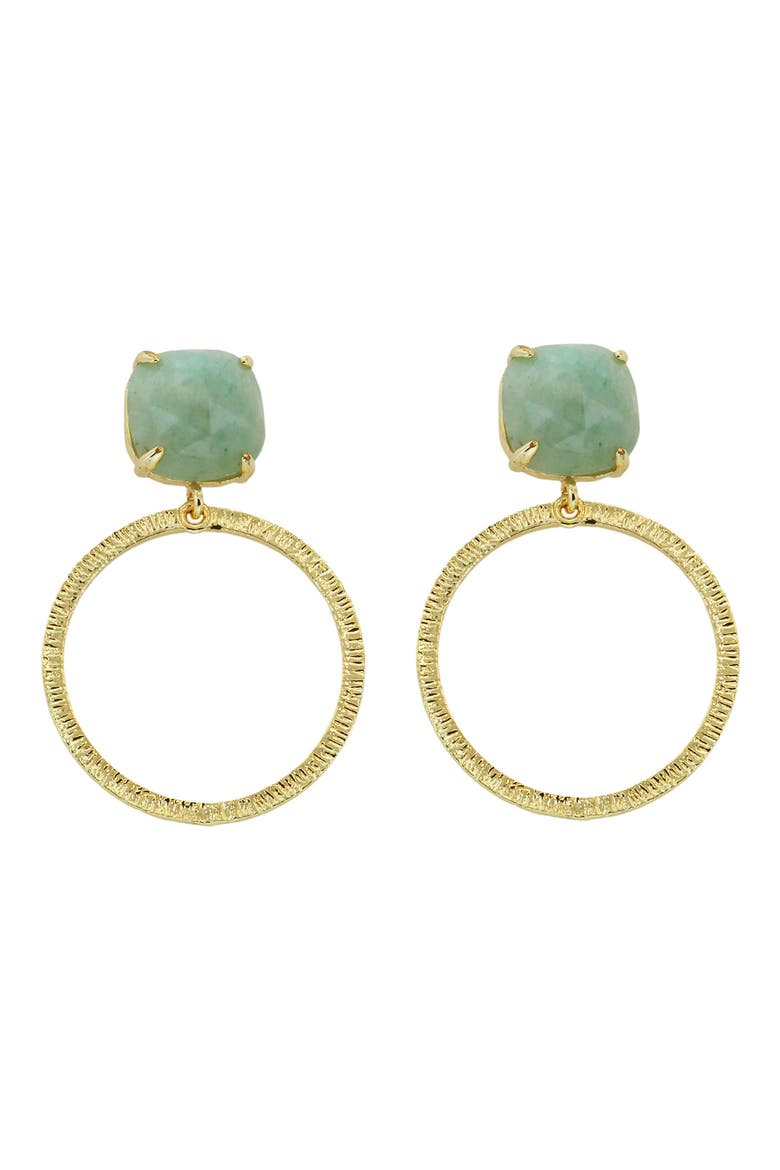 Amazonite Circle Drop Earrings, Main, color, MINT