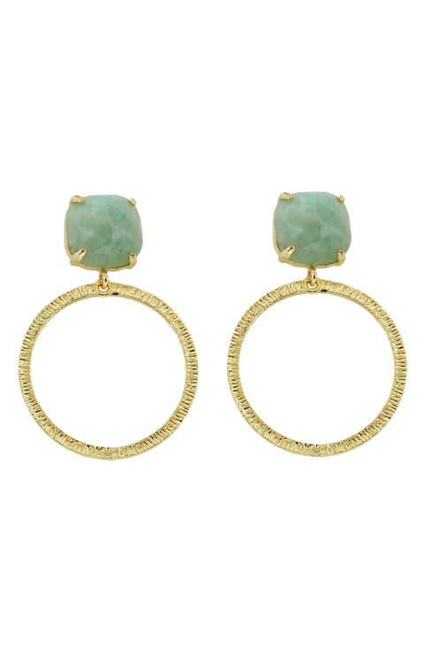 Amazonite Circle Drop Earrings