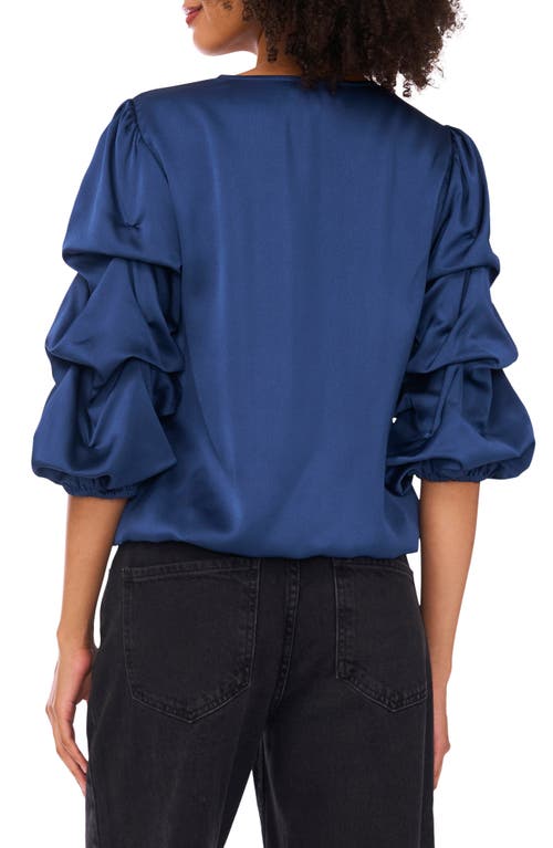 Vince Camuto V-neck Bubble Sleeve Top In Blue