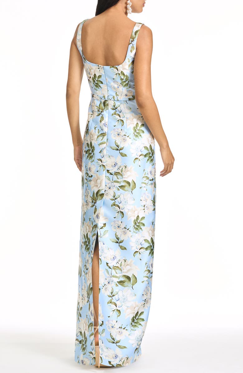 Sachin & Babi Lana Floral Satin Mikado Gown, Alternate, color, Sky Camellia