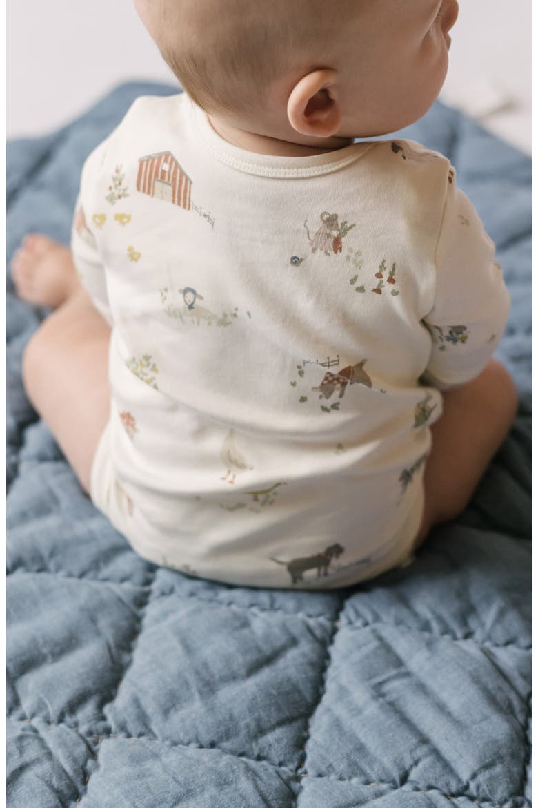 Lap Shoulder Print Long Sleeve Organic Cotton Bodysuit, Alternate, color, ON THE FARM