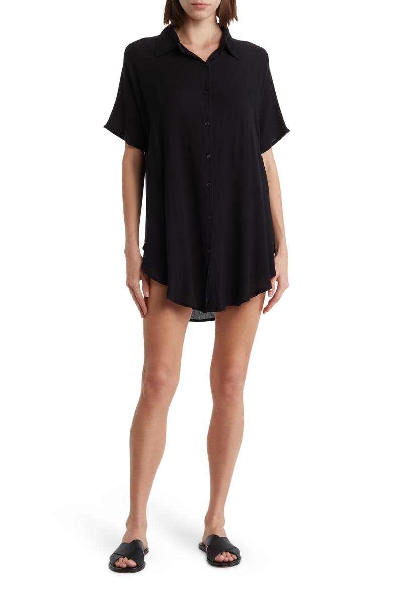 Cover-Up Shirtdress, Main, color, BLACK