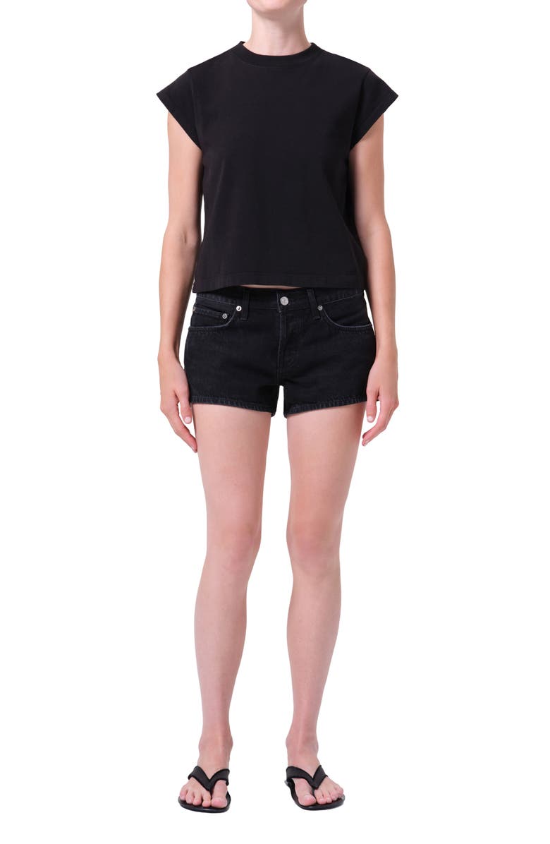 AGOLDE Low Rise Denim Shorts, Alternate, color, Phase Dark Black