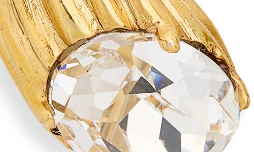 Cz By Kenneth Jay Lane Crystal Teardrop Stud Earrings In Polished Gold