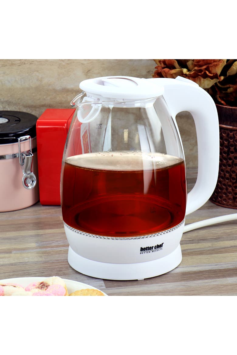 1.7 Liter Glass 360 Degree Cordless LED Electric Kettle, Alternate, color, White