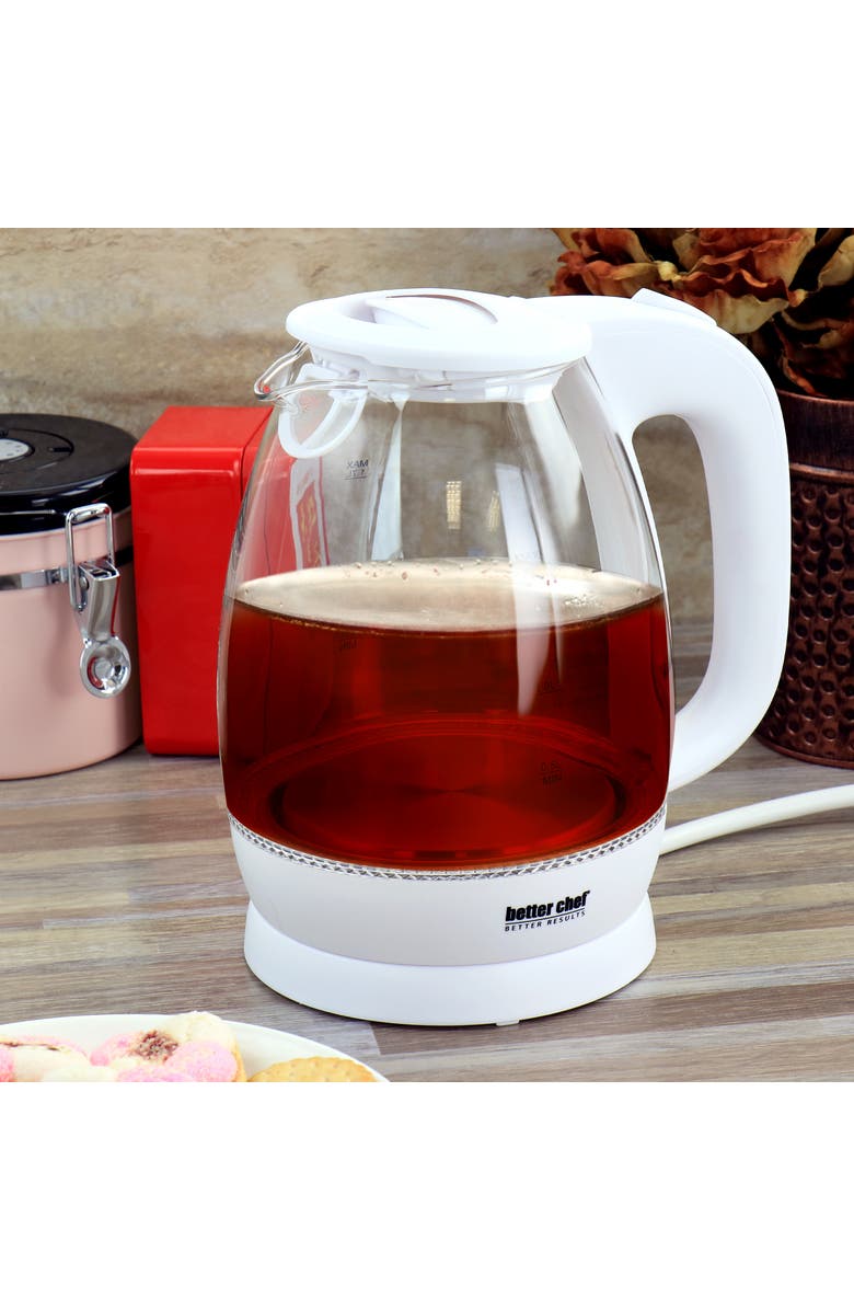Better Chef 1.7 Liter Glass 360 Degree Cordless LED Electric Kettle, Alternate, color, White