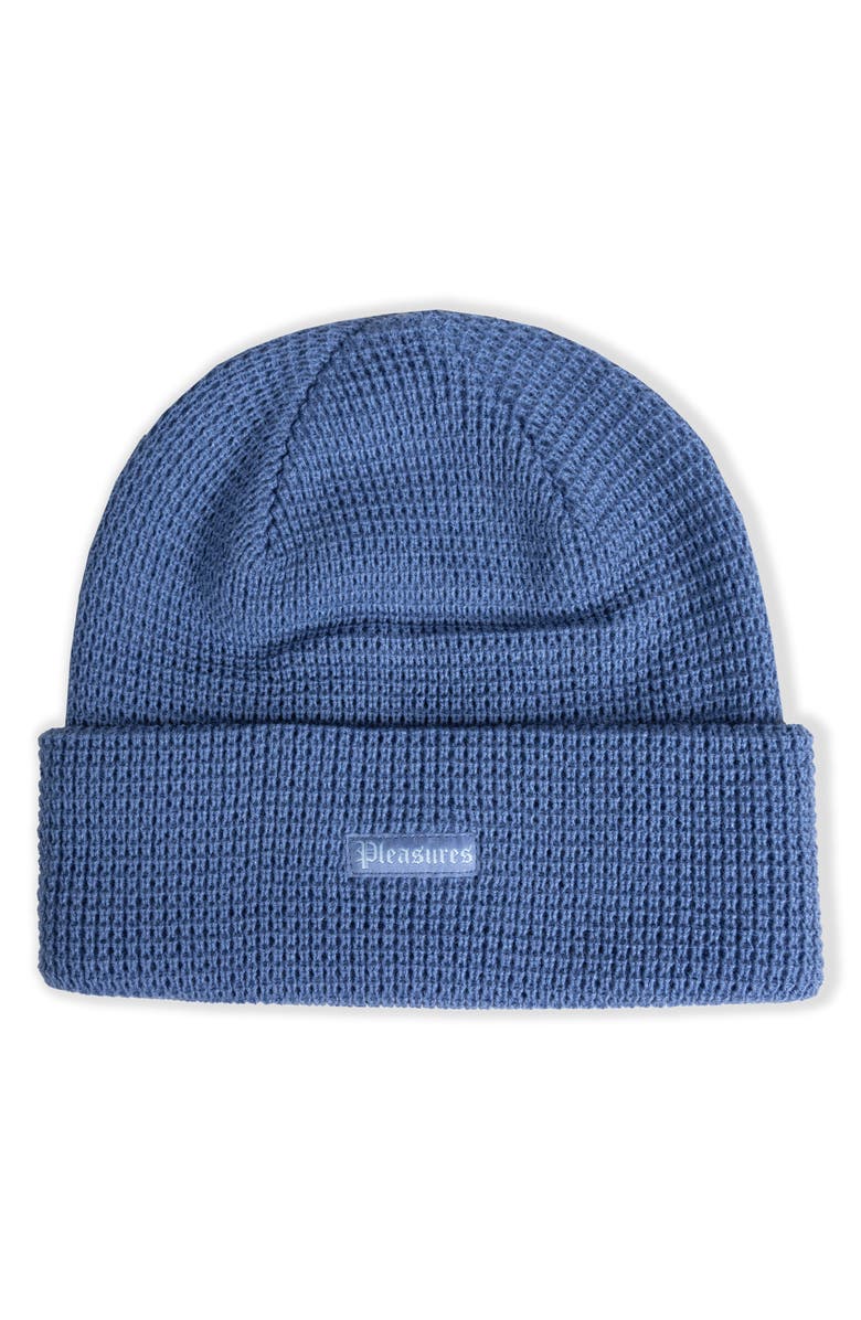 PLEASURES Old E Waffle Beanie, Main, color, Dusk