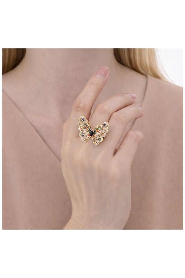 Ziva Butterfly Cubic Zirconia Ring, Alternate, color, GOLD