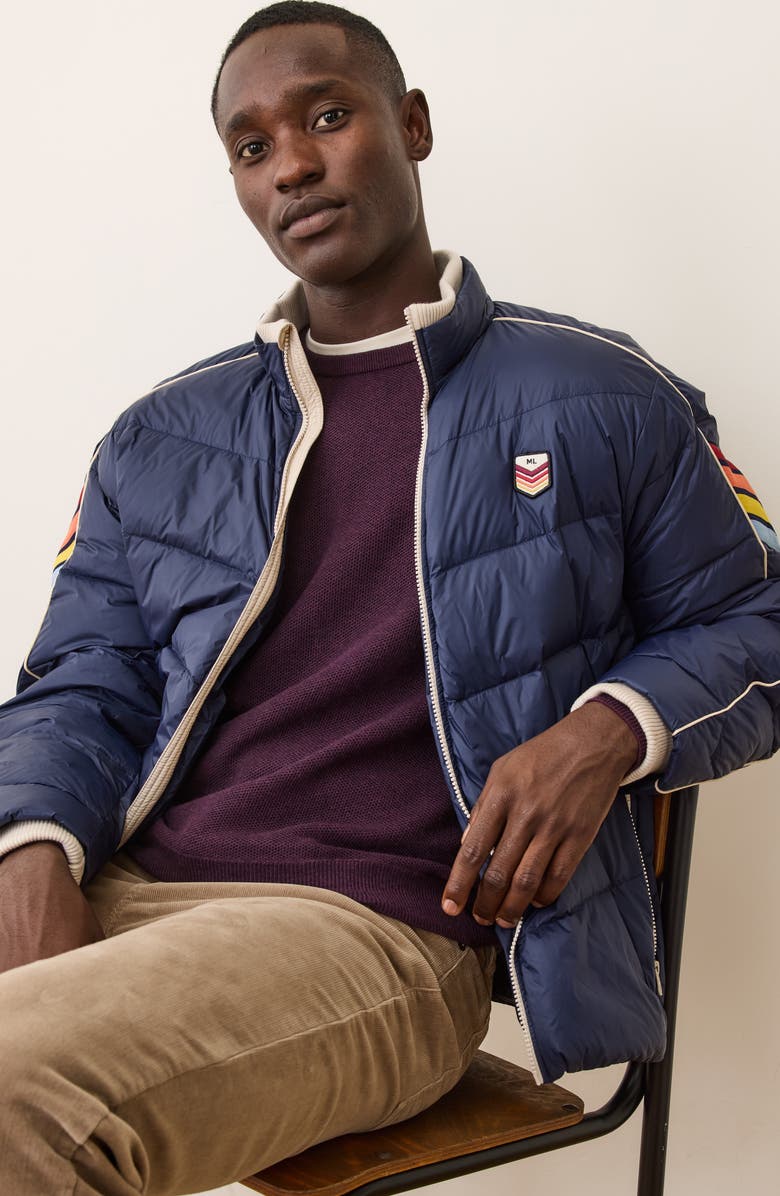 Marine Layer Bode Water Resistant Puffer Jacket, Alternate, color, Navy