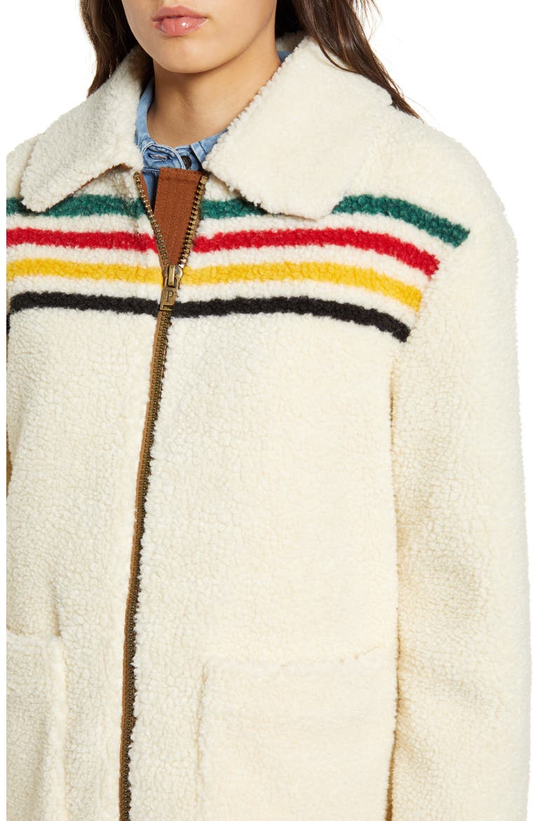 Glacier Sunset Water Resistant Fleece Coat, Alternate, color, GLACIER STRIPE
