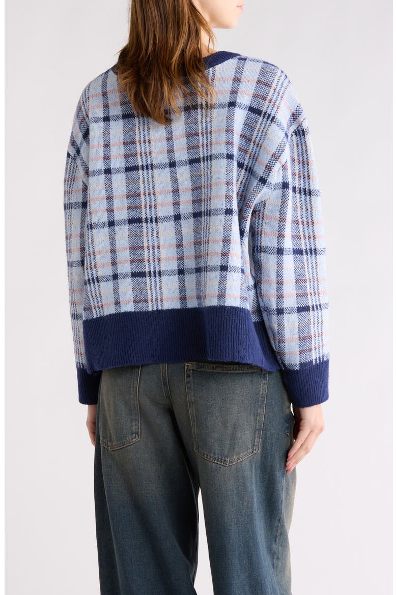 Eliza Plaid Sweater, Alternate, color, BLUE PLAID