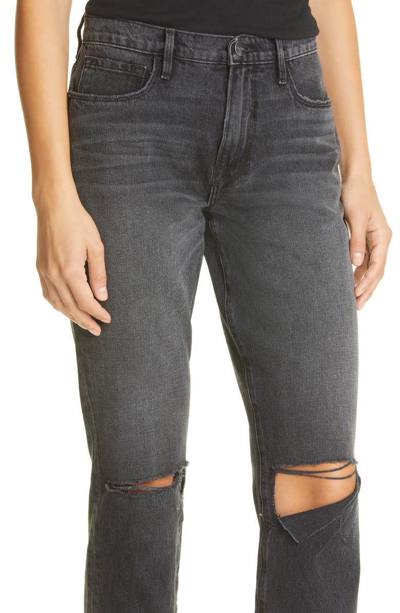 FRAME Le Sylvie Ripped High Waist Straight Leg Jeans, Alternate, color,