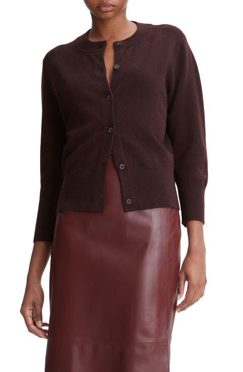 Three Quarter Sleeve Wool & Cashmere Cardigan