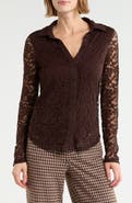 Sanctuary Floral Lace Button-Up Shirt