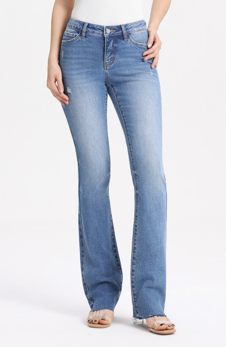 Bayeas Raw Hem Low Rise Bootcut Jeans, Main, color, Origin