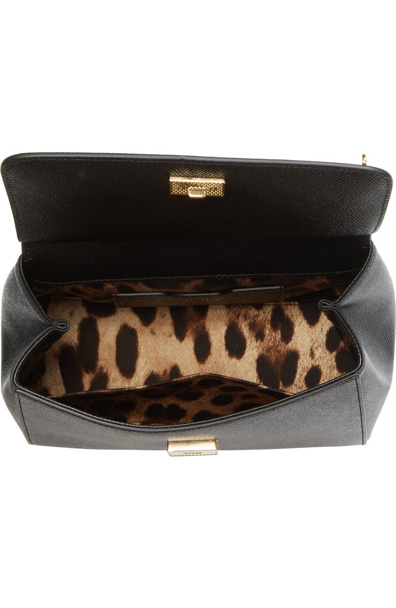 Dolce&Gabbana Medium Sicily Leather Top Handle Bag, Alternate, color, 80999 Black