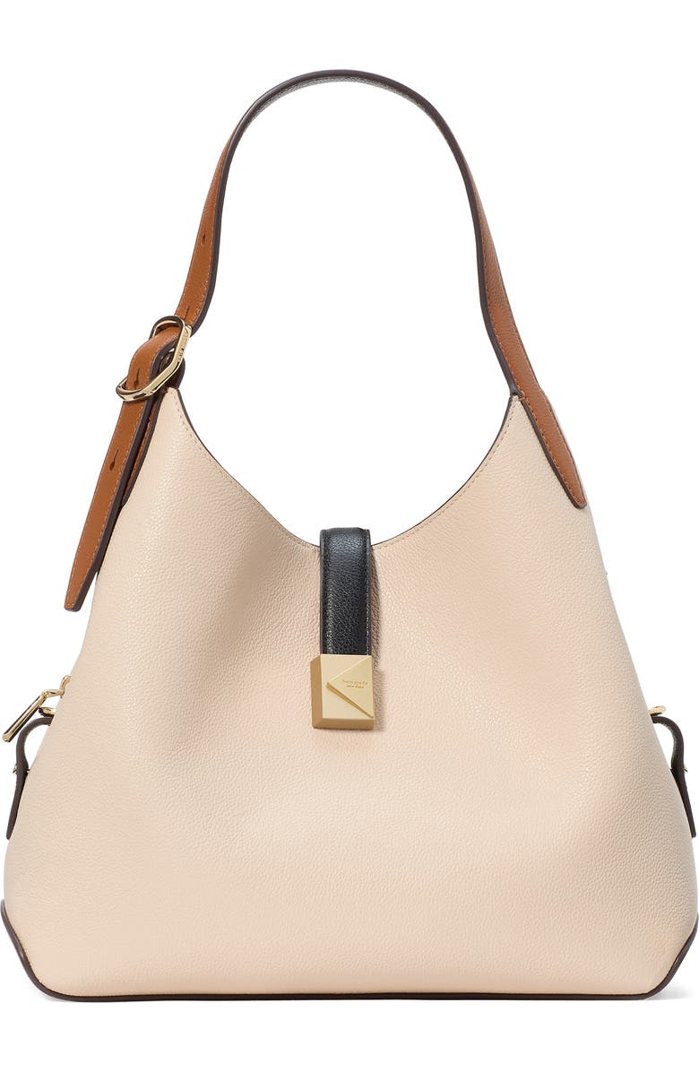Kate Spade New York deco pebbled leather shoulder bag, Main, color, Milk Glass Multi