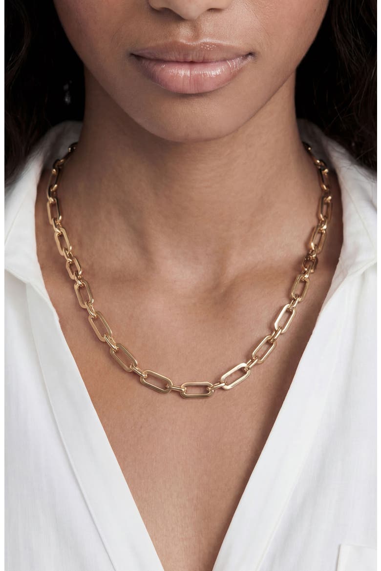 Rectangular Chain Necklace, Alternate, color, GOLD