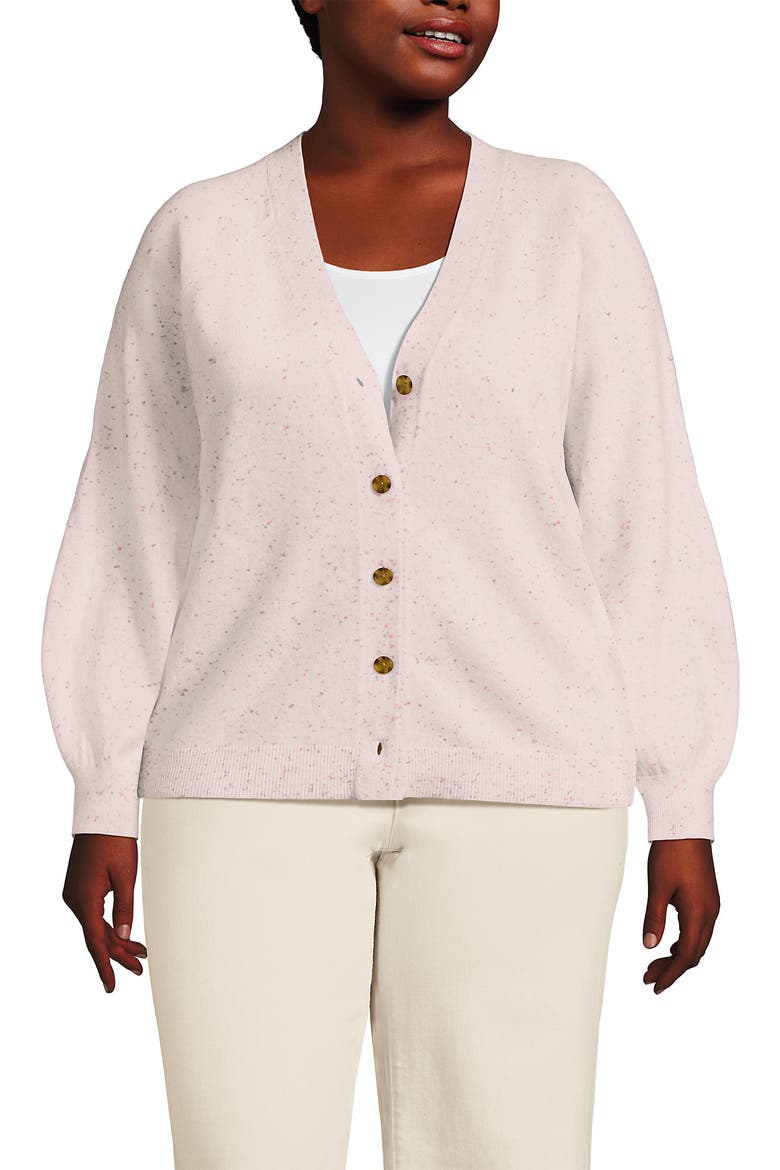 Plus Size Cashmere Cardigan, Main, color, Ivory Confetti Donegal