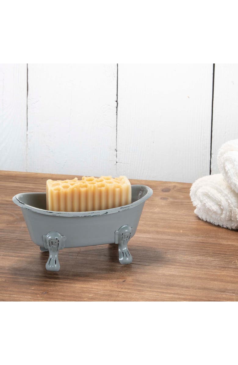 Foreside Home and Garden Enamel Bathtub Soap Dish, Alternate, color, Gray