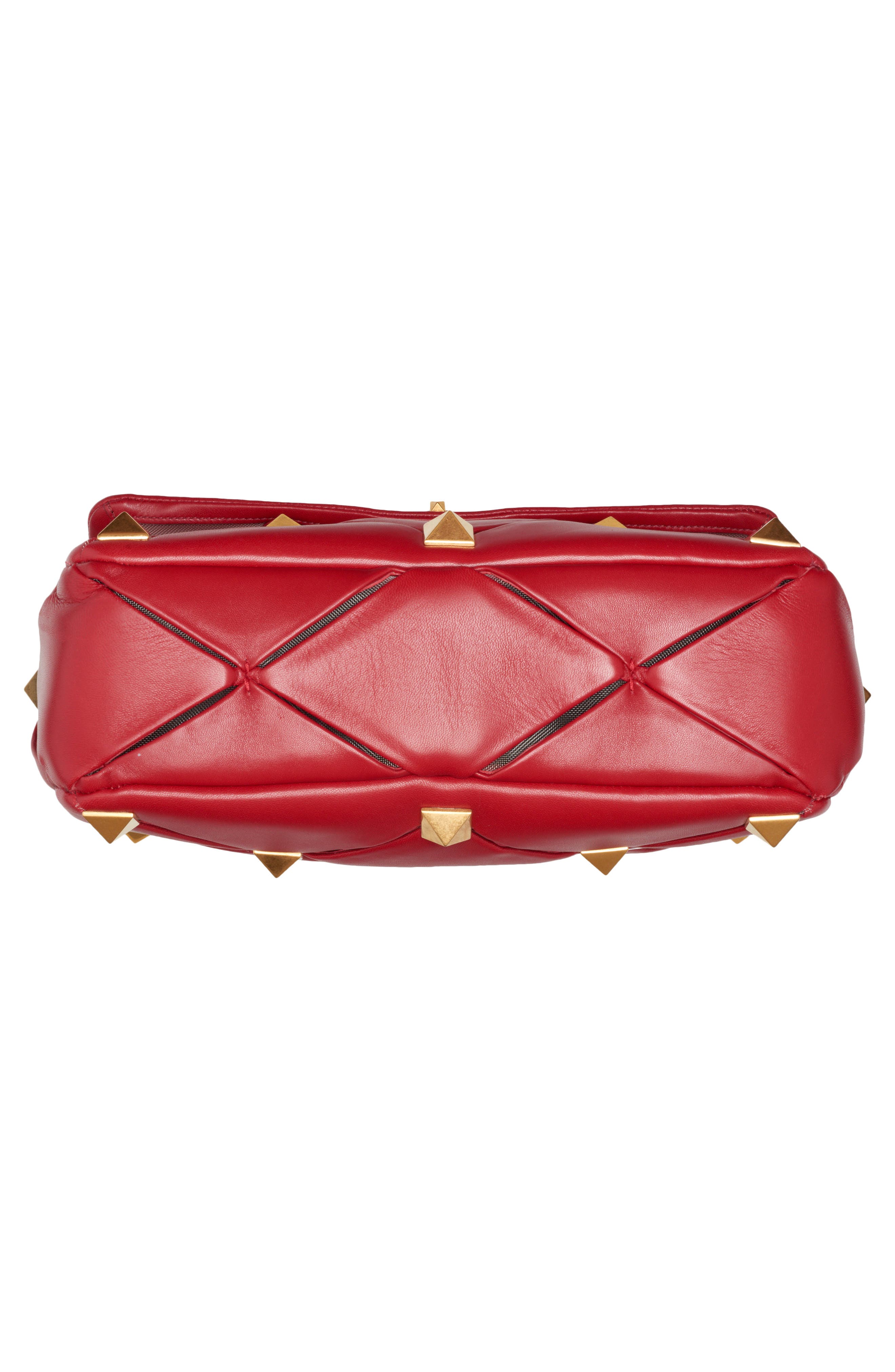 Valentino Garavani Large Roman Stud Craving Leather Top Handle Bag, Alternate, color, 
