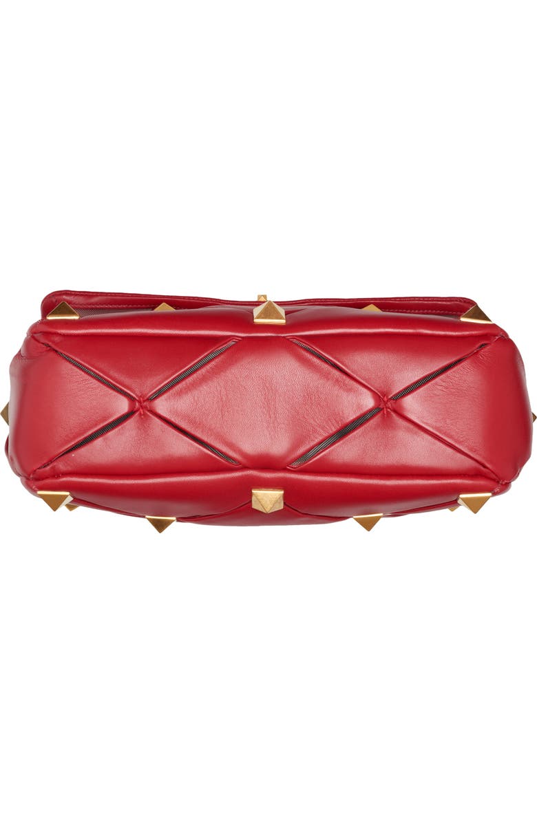 Valentino Garavani Large Roman Stud Craving Leather Top Handle Bag, Alternate, color,