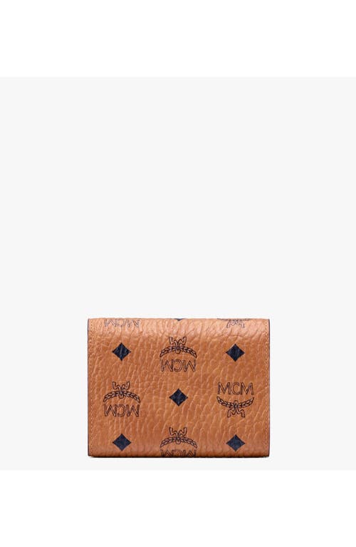 Mcm Visetos-print Leather Foldover Purse In Brown