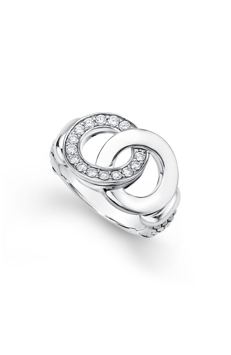 LAGOS Signature Caviar Interlocking Diamond Ring, Main, color, Silver