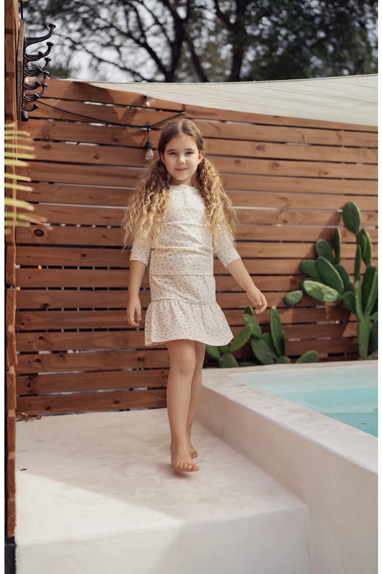 Kids' Floral Tiered Cotton Blend Skirt, Alternate, color, SAGE