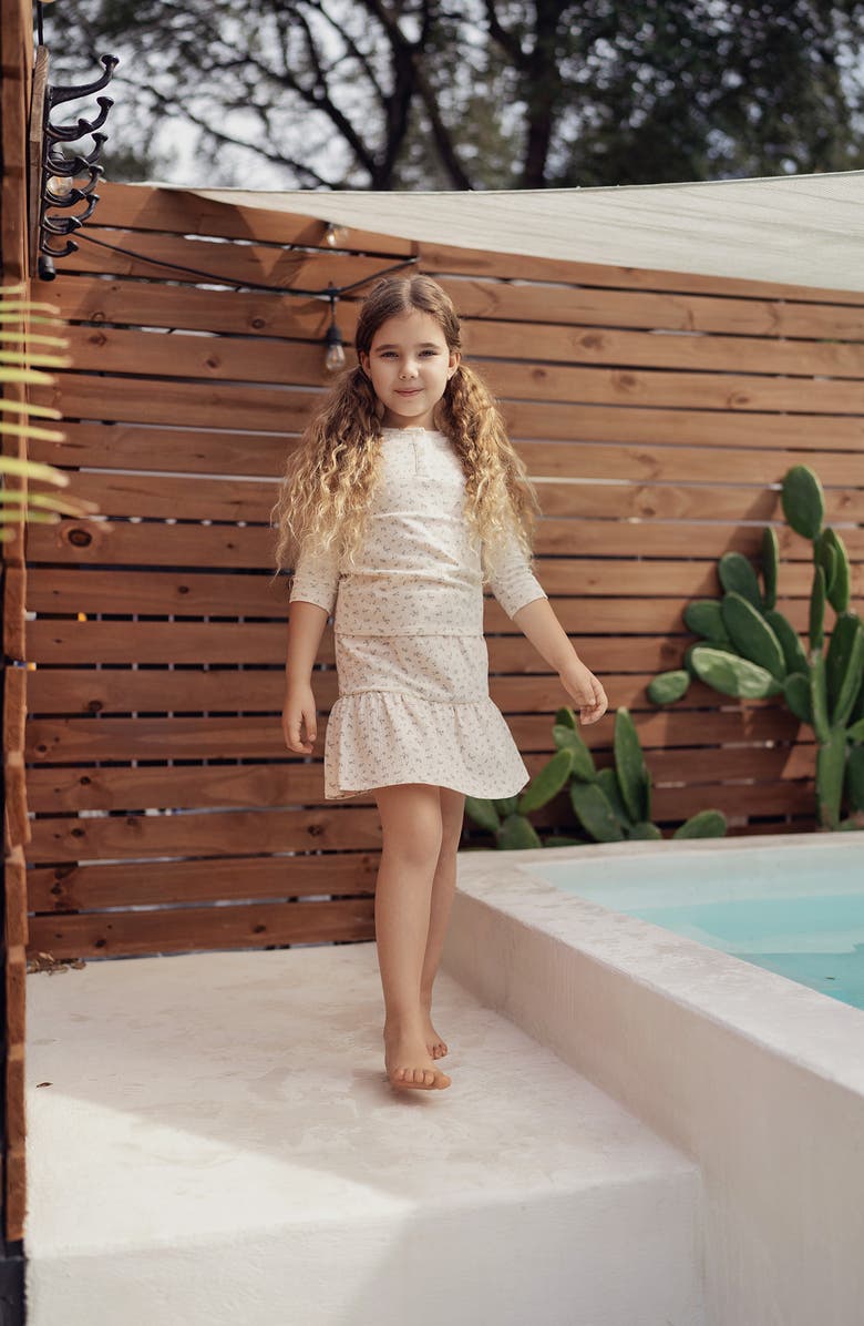 Manière Kids' Floral Tiered Cotton Blend Skirt, Alternate, color, Sage