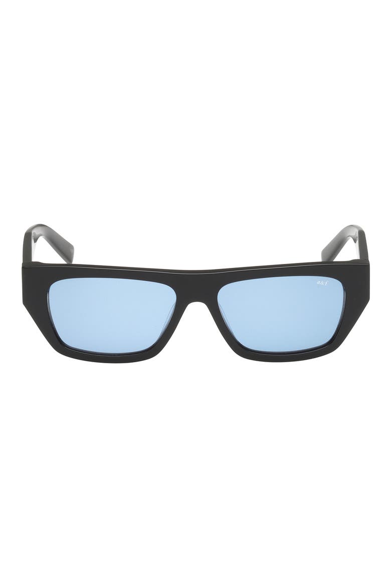Small 48mm Rectangular Sunglasses, Main, color, SHINY BLACK / BLUE