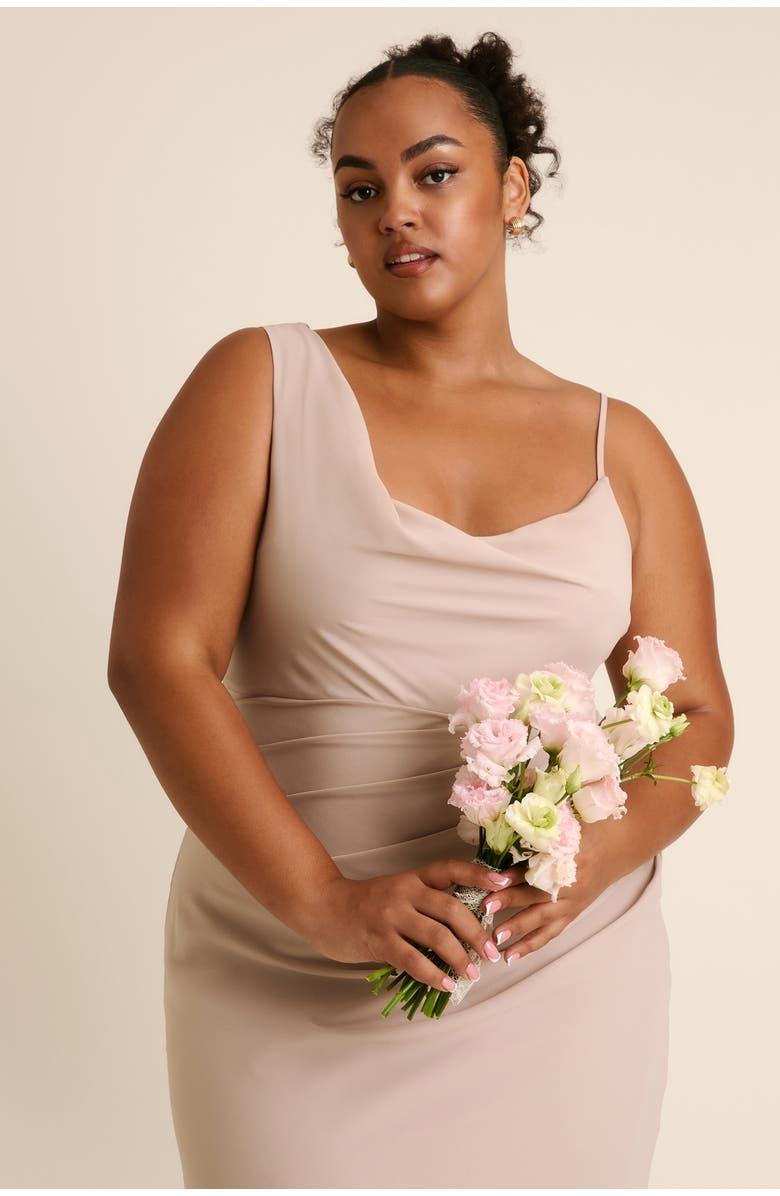 Six Stories Cowl Front Chiffon Bridesmaid Dress, Alternate, color, Truffle