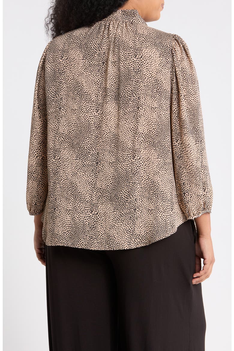 Animal Print Tie Neck Top, Alternate, color, TAUPE