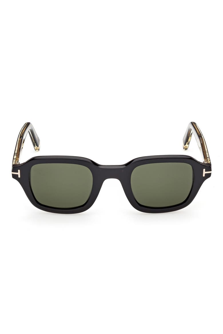 46mm Small Square Sunglasses, Main, color, BLACK YELLOW GOLD / GREEN