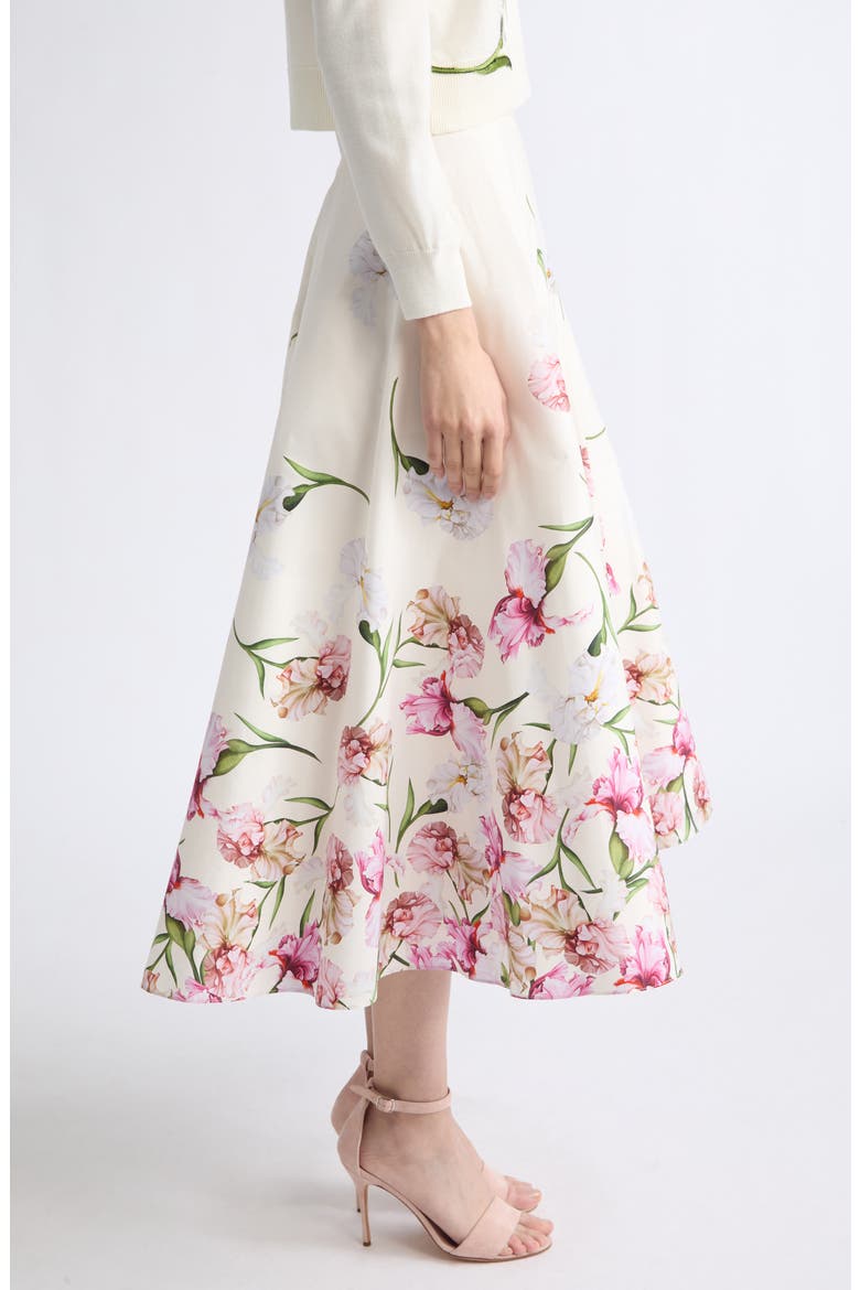 Painted Iris Cotton Poplin Skirt, Alternate, color, PINK/ IVORY